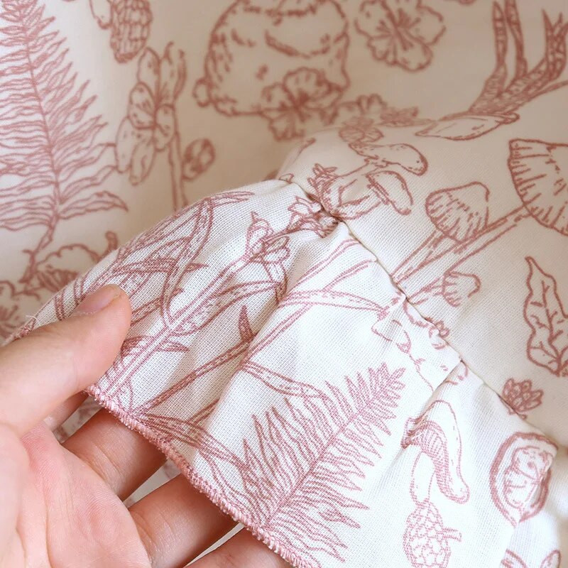 Ümarkaelus lühikeste varrukatega moeprintimine naiste suvine puuvillane armas armas tüdrukute pidžaamad riided majapidamiste magamiskoit