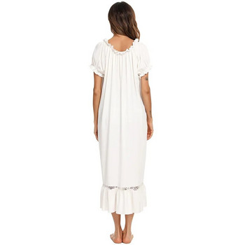 Λευκό Vintage Νυχτικό για Γυναικεία Φαρδιά Νυχτερινή Πορτογαλία Φόρεμα ύπνου Μακρύ νυχτικό Sleep Wear Ρετρό παλιό βικτοριανό γυναικείο νυχτικό