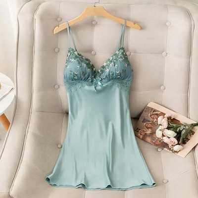 Spavaćica na naramenice Seksi spavaćica bez leđa Kućni ogrtač Ljeto Ženska satenska čipkana spavaćica Ogrtač Noćna haljina Donje rublje