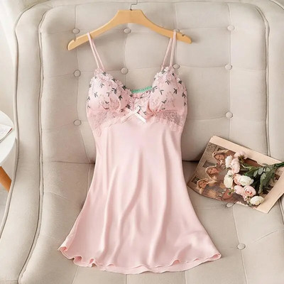 Spavaćica na naramenice Seksi spavaćica bez leđa Kućni ogrtač Ljeto Ženska satenska čipkana spavaćica Ogrtač Noćna haljina Donje rublje