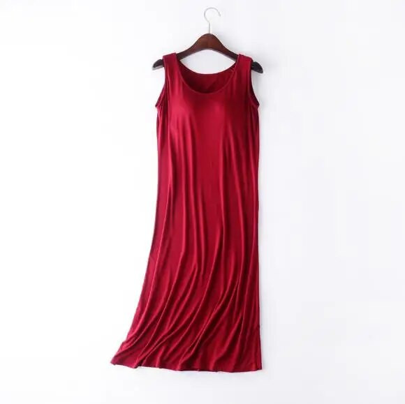 Seksikad naiste magamisriided, uus varrukateta vestiga kleit, naiste öösärgid, rinnahoidja, polsterdatud öösärk Naiste modaalne puuvillane öösärk M-4XL