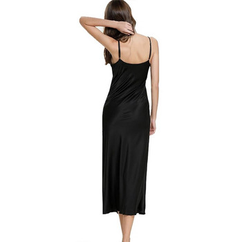 Γυναικείο σατέν νυχτικό Long Slip Sleep Dress Silk V Neck Νυχτικά για γυναίκες