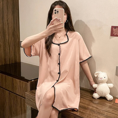 CAIYIER suvine siidist öösärk naistele vabaaja ühevärvilised naiste magamissärgid suures suuruses 4XL öösärk tüdrukutele aluspesu riided