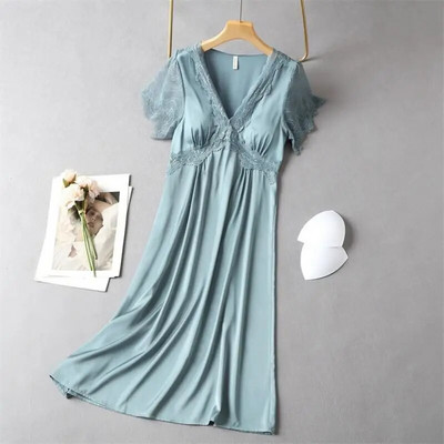 Suvine uus seksikas öösärk, satiinist pika unekleit naistele, pitsist, lapiga öösärk Intiimpesu, lahtised magamisriided koduriided