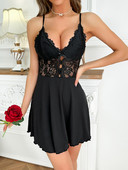 Suvine seksikas pitsmustriga pidžaamakleit naistele, satiinist öine õõnsa kolmemõõtmelise mustriga Sling öösärk