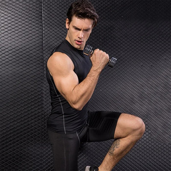 Ανδρικά μπλουζάκια συμπίεσης γυμναστικής για άντρες που στεγνώνουν γρήγορα, ελαφριά και ελαστικά πουκάμισα Ανδρικά καλοκαιρινά μαύρα αμάνικα μπλουζάκια bodybuilding