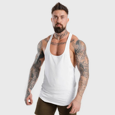 Vasaros Y Back Gym Stringer Tank Top Vyriški Medvilniniai Drabužiai Kultūrizmas Marškiniai be rankovių Fitneso liemenė Raumenų vienkartinės treniruotės