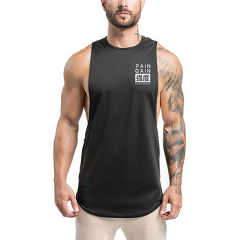 Καλοκαιρινό ανδρικό γιλέκο για τρέξιμο Αμάνικο αθλητικό μπλουζάκι Bodybuilding Tank Top Gym Fitness Workout T-shirt Sport γιλέκο κάτω μπλουζάκι