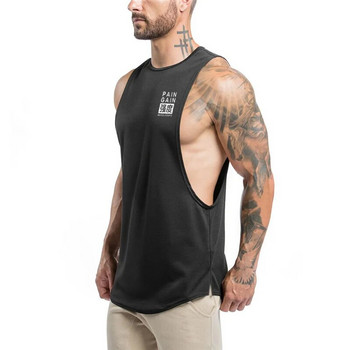 Καλοκαιρινό ανδρικό γιλέκο για τρέξιμο Αμάνικο αθλητικό μπλουζάκι Bodybuilding Tank Top Gym Fitness Workout T-shirt Sport γιλέκο κάτω μπλουζάκι