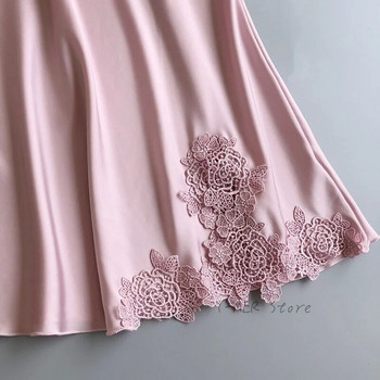 Γυναικεία Sleepwear Lace Flower Nightwear Καλοκαιρινό νέο σετ ρόμπας Μεταξωτό σατέν εσώρουχα Sexy Slip Home Φόρεμα Kimono Μπανιέρα Loungear