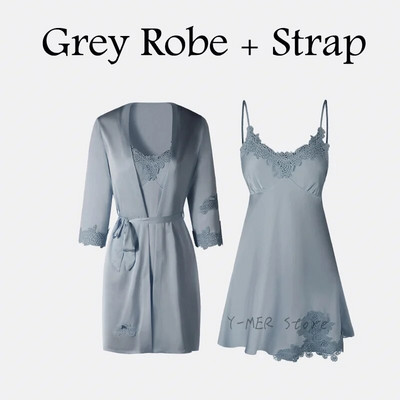 Ženska spavaćica Čipkana cvjetna spavaćica Ljeto Novi komplet ogrtača Svileno satensko donje rublje Seksi slip kućna haljina Kimono Kupaonica Salonske odjeće