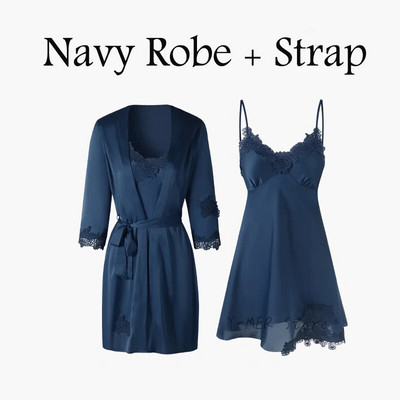 Ženska spavaćica Čipkana cvjetna spavaćica Ljeto Novi komplet ogrtača Svileno satensko donje rublje Seksi slip kućna haljina Kimono Kupaonica Salonske odjeće