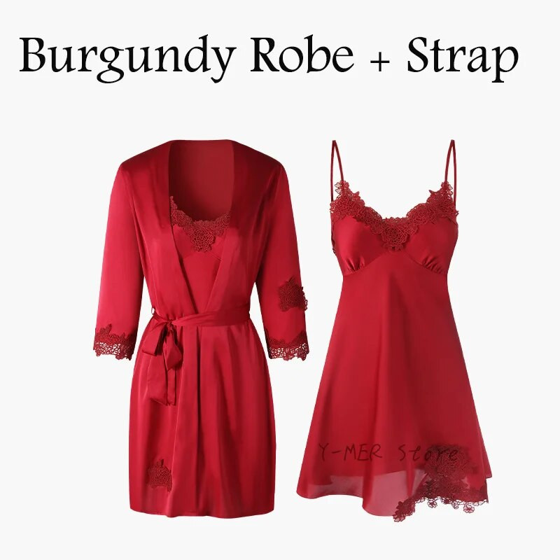 Naiste magamisriided Pits lilledega Öörõivad Suvine uus hommikumantli komplekt Siidsatiinist pesu Seksikas kodukleit Kimono vannikleit Salongiriided