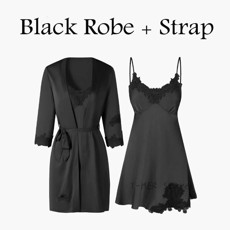 Naiste magamisriided Pits lilledega Öörõivad Suvine uus hommikumantli komplekt Siidsatiinist pesu Seksikas kodukleit Kimono vannikleit Salongiriided