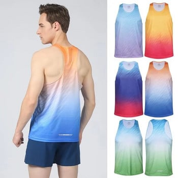 Gradient Color Sports Marathon Singlet για άνδρες Υψηλής ποιότητας Γυμναστήριο Quick Dry Gym Fitness Running Tank Tops Man Exercise Training γιλέκο