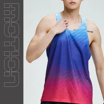 Gradient Color Sports Marathon Singlet για άνδρες Υψηλής ποιότητας Γυμναστήριο Quick Dry Gym Fitness Running Tank Tops Man Exercise Training γιλέκο