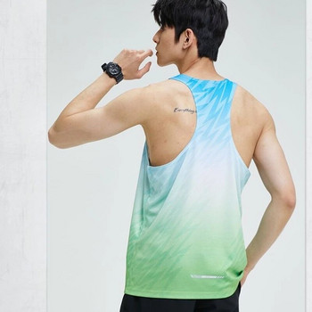 Gradient Color Sports Marathon Singlet για άνδρες Υψηλής ποιότητας Γυμναστήριο Quick Dry Gym Fitness Running Tank Tops Man Exercise Training γιλέκο