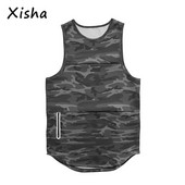 XISHA Jooksuvest Meeste Jõusaali Sport Tankitopp kamuflaažist Fitness Tsärgist Võrgust kiiresti kuivavad treeningtopsid meestele