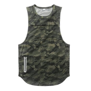 XISHA Running Vest Men Gym Sport Tank Top Καμουφλάζ Fitness Tshirt Mesh Γρήγορο στέγνωμα Αντρικές μπλούζες γυμναστικής