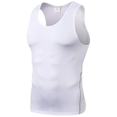 Tricouri de compresie pentru alergare Bărbați Fără mâneci Sală de gimnastică Elastic Bodybuilding Tank Top Barbați Fitness Cămăși negre de antrenament de vară