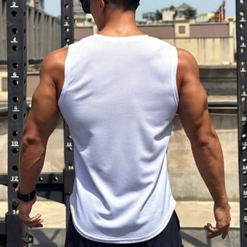 2023 New Men Top Tank Gym Mesh ventilation Workout Fitness αμάνικο πουκάμισο ανδρικό πουλόβερ με στρογγυλή λαιμόκοψη Αθλητικό γιλέκο ανδρικό κάτω μπλουζάκι