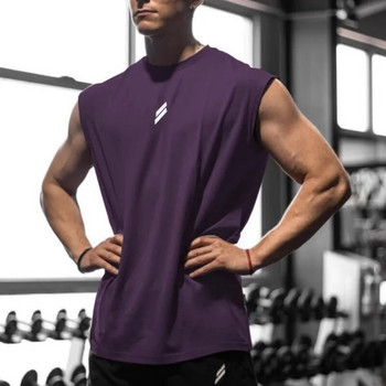 Лятна мъжка фитнес риза без ръкави с широки рамене Мъжка риза без ръкави Мъжка дишаща фитнес спортна мъжка долна тениска Жилетка за бягане Мъжки