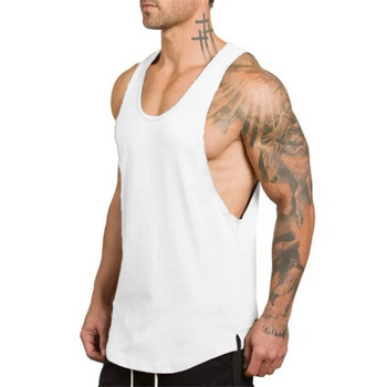 Мъжки ежедневен моден потник Фитнес тренировка Памучна риза без ръкави Лятно облекло Мъжки удължени дълги потници Хип-хоп жилетка
