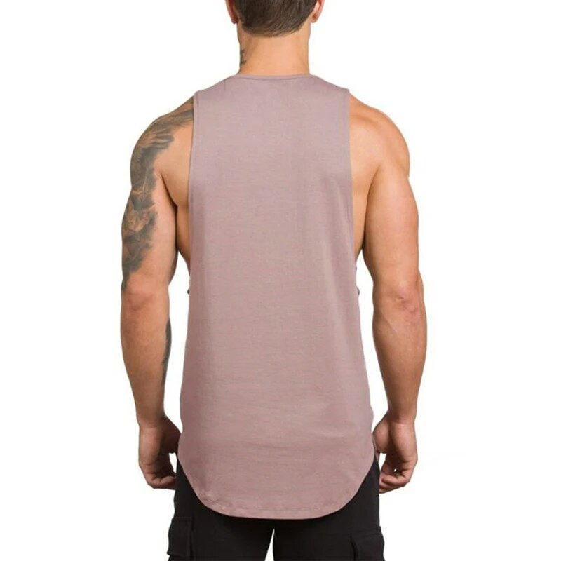 Vyriški laisvalaikio mados viršutiniai drabužiai treniruoklių salė Fitneso treniruotė Medvilniniai marškiniai be rankovių Vasariniai drabužiai Vyriški pailgi pailgi hiphopo liemenė