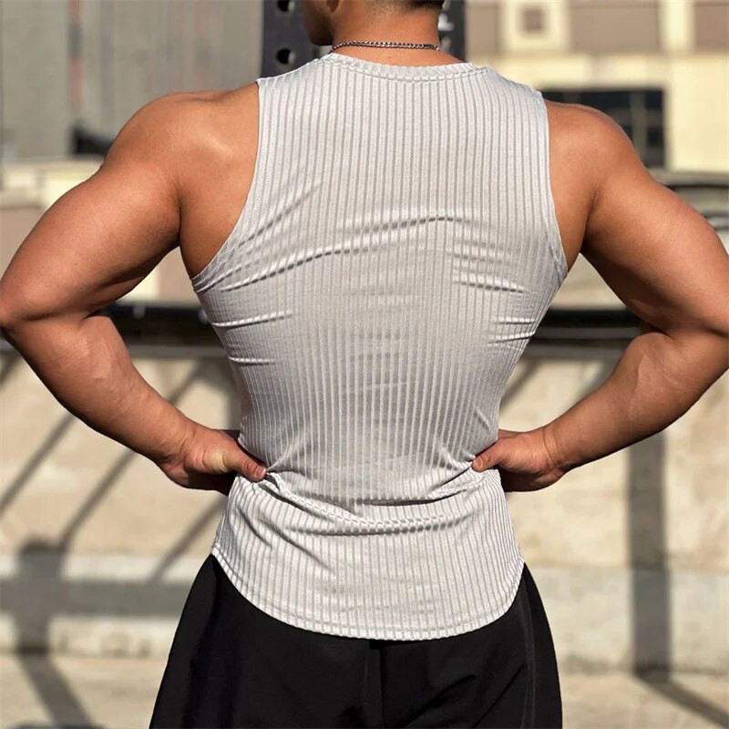 2023, novi fitness muškarci na pruge za teretanu Potkošulja za muškarce Fitness majica bez rukava Muški elastični sportski prsluk muška potkošulja Odjeća za teretane