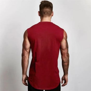 Απλό βαμβακερό λαιμόκοψη V-λαιμόκοψη Fitness Tank Top Ανδρικό καλοκαιρινό μυϊκό γιλέκο γυμναστικής Αμάνικο πουκάμισο Bodybuilding Αθλητικά Singlet