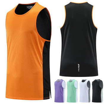 Ανδρικό διχτυωτό γιλέκο αναπνεύσιμο προπόνηση γυμναστικής Αμάνικο λεπτό και γρήγορο στεγνό τρέξιμο γυμναστήρια Μπλούζες δεξαμενής Patcwork Color Sport Single