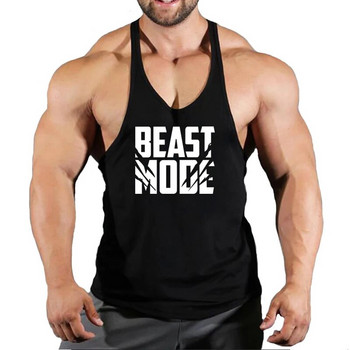 Beast Mode Ανδρικά εσώρουχα Cotton Tank Top Ανδρικά Μυικά Αθλητικά Ενδύματα Bodybuilding Μονό Αμάνικο γιλέκο για τρέξιμο Ανδρικό φανελάκι