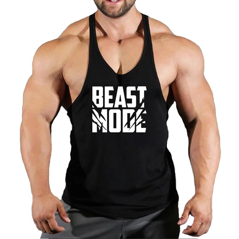 Beast Mode Férfi alsónemű pamut felső férfi izmok sportruházat testépítés, ujjatlan futómellény férfi felső