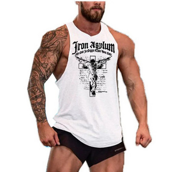 2020 Нова марка облекло Мъжка жилетка Muscle God Printed Мъжки фитнес потници Бодибилдинг Camisetas Риза без ръкави
