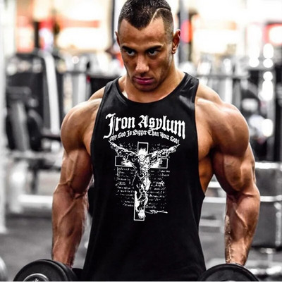 2020. aasta uued brändirõivad, meeste vest Muscle God Printed, meeste fitness-tankid Kulturismi Camisetas Varrukateta jooksusärk