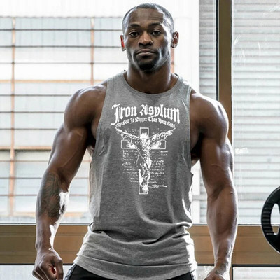 2020. aasta uued brändirõivad, meeste vest Muscle God Printed, meeste fitness-tankid Kulturismi Camisetas Varrukateta jooksusärk