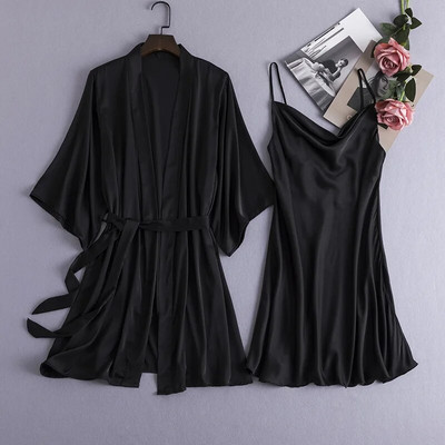 Naiste seksikas kimono hommikumantli komplektid V-kaelusega öösärk Hommikumantel Pruudi pesu Magamissärkid M-XL magamisriided Öörõivad vabaaja kodurõivad