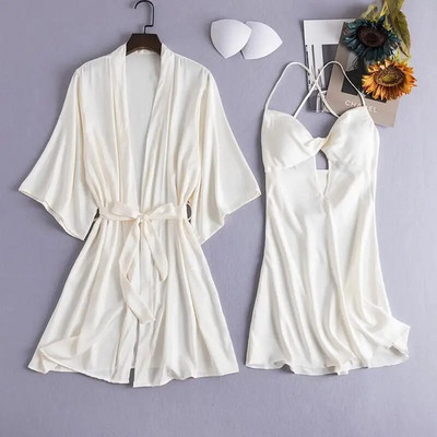 Naiste seksikas kimono hommikumantli komplektid V-kaelusega öösärk Hommikumantel Pruudi pesu Magamissärkid M-XL magamisriided Öörõivad vabaaja kodurõivad