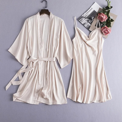 Naiste seksikas kimono hommikumantli komplektid V-kaelusega öösärk Hommikumantel Pruudi pesu Magamissärkid M-XL magamisriided Öörõivad vabaaja kodurõivad