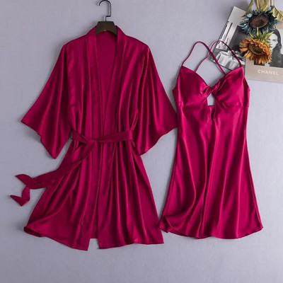 Naiste seksikas kimono hommikumantli komplektid V-kaelusega öösärk Hommikumantel Pruudi pesu Magamissärkid M-XL magamisriided Öörõivad vabaaja kodurõivad