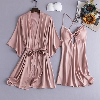 Naiste seksikas kimono hommikumantli komplektid V-kaelusega öösärk Hommikumantel Pruudi pesu Magamissärkid M-XL magamisriided Öörõivad vabaaja kodurõivad