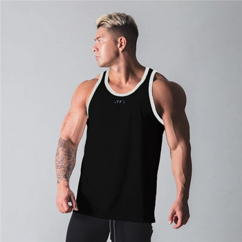 Ανδρικά μπλουζάκια Bodybuilding Tank Tops γυμναστικής γυμναστικής Βαμβακερό αμάνικο πουκάμισο για τρέξιμο Stringer καλοκαιρινό καθημερινό γιλέκο