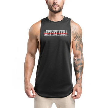 ΝΕΟ Βαμβακερό Γυμναστήριο Stringer Ανδρικό Αμάνικο μπλουζάκι αθλητικό πουκάμισο Bodybuilding Αντρικό εσώρουχο φανελάκι για τρέξιμο
