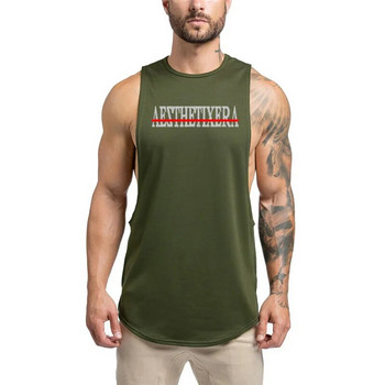 ΝΕΟ Βαμβακερό Γυμναστήριο Stringer Ανδρικό Αμάνικο μπλουζάκι αθλητικό πουκάμισο Bodybuilding Αντρικό εσώρουχο φανελάκι για τρέξιμο