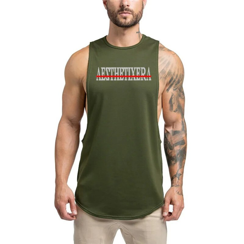 UUS Cotton Gym Stringer Tank Top Meeste Varrukateta T-särk Spordisärk Kulturismi Riietus Meeste Alussärk Fitness Jooksuvest