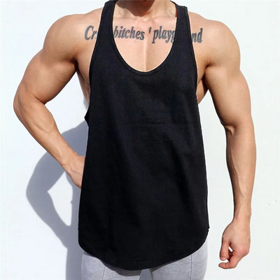 Jooksuvest suverõivad Fitness Meeste püksid hingavad võrk Kulturismi Stringer Tanktop Muscle Varrukateta Singletid
