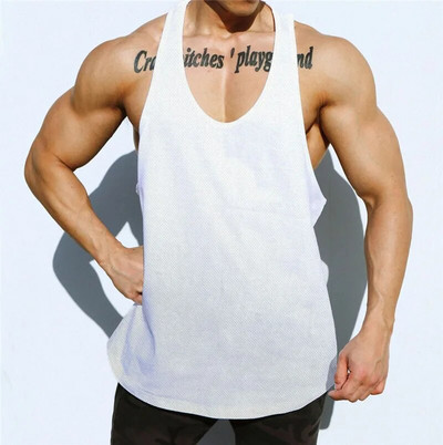Jooksuvest suverõivad Fitness Meeste püksid hingavad võrk Kulturismi Stringer Tanktop Muscle Varrukateta Singletid