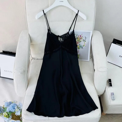 Seksikas öösärk, musta pitsiga äärisega magamisriided, naiste satiinist hommikumantli komplekt, seljata öösärk intiimpesu kimono hommikumantel puhkeriided