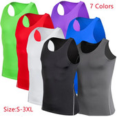 7 värvi Meeste Compression Jooksmine Kiiresti kuivav T-särk Fitness Sport Meeste sukkpüksid Varrukateta Spordisärgid Jõusaali spordirõivad