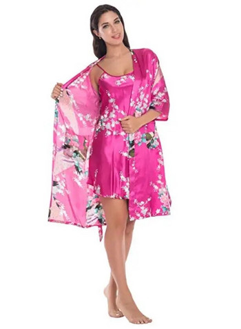 Модно дамско лятно мини кимоно халат Дамска рокля за баня от коприна Нощница юката Спално облекло Спално риза Pijama Mujer Размер M-XL